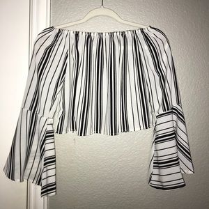 Striped off the shoulder top